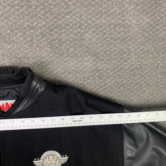 Vintage Mac Tools Jacket Men's XL Black Wool Leather Varsity Letterman Bomber - Picture 11 of 13